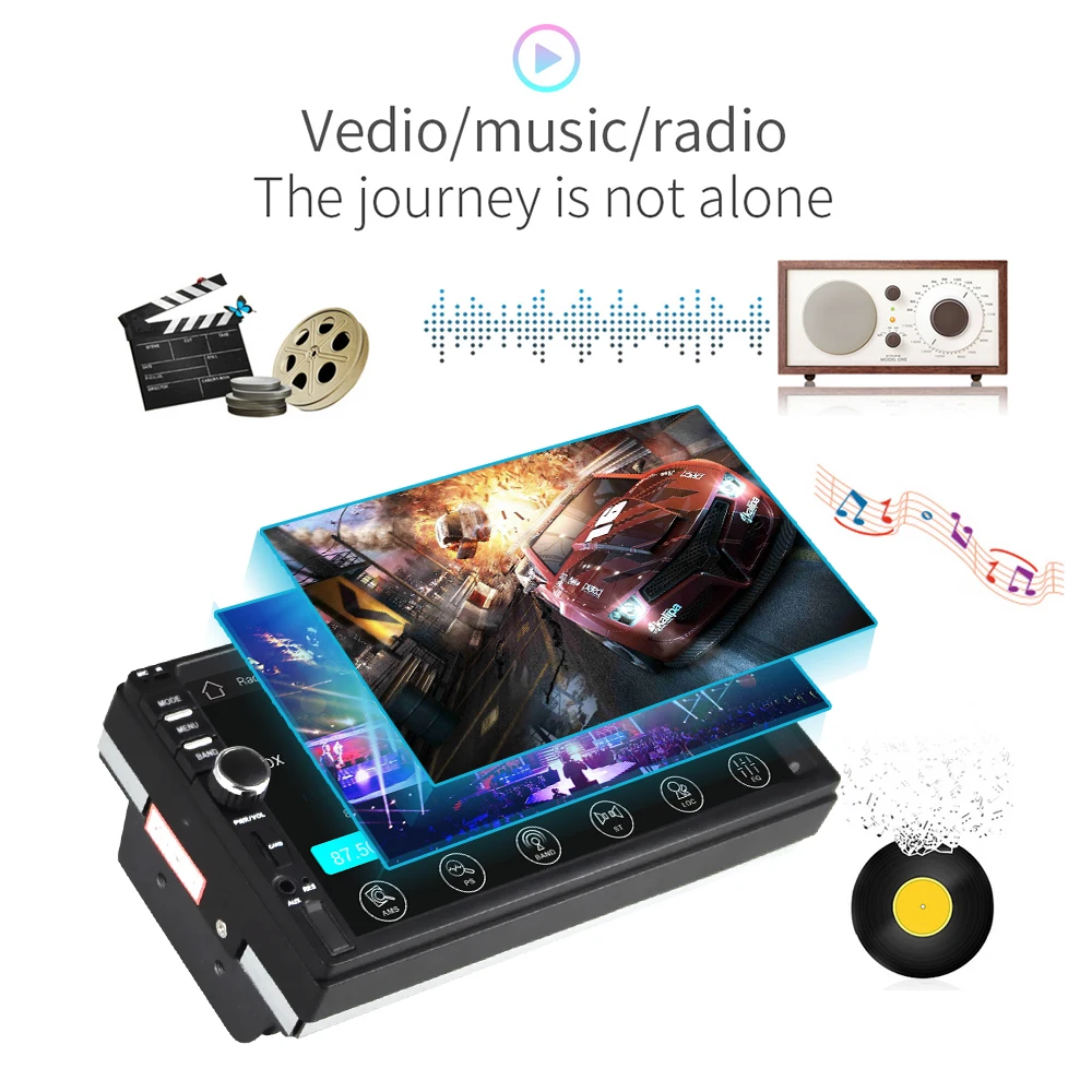 Podofo Автомагнитола 2 Din Android GPS Wifi Bluetooth USB аудио Навигация стерео " Универсальный Автомобильный плеер Поддержка камеры резервного копирования