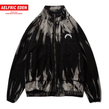 

Aelfric Eden 2020 Hip Hop Oversized Tie-dye Denim Jackets Men Vintage Streetwear Outwear Zipper Jacket Casual Autumn Jacket Coat