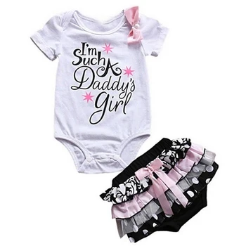 

Infant Suit Summer Baby Girl Clothes 2020 2Piece Bodysuit+PP Pant Cotton Letter Print Toddler Girl Clothing For Newborns D30