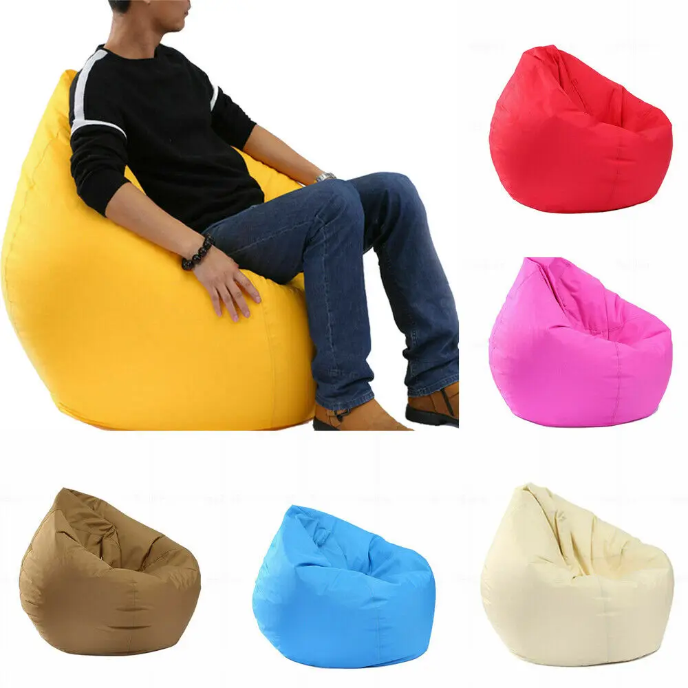 

Waterproof Solid Color Bean Bag Cover Only Home Toys Pillow Storage Bag Large Bean Bag Gamer Beanbag Indoor Gaming Garden