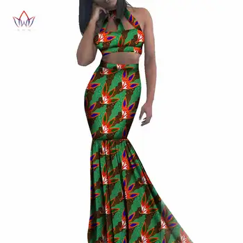 

2018 African Dresses For Women Cotton Plus Size Women African Clothing Dashiki African Long Skirt Set 3xl Natural 4xl BRW WY509