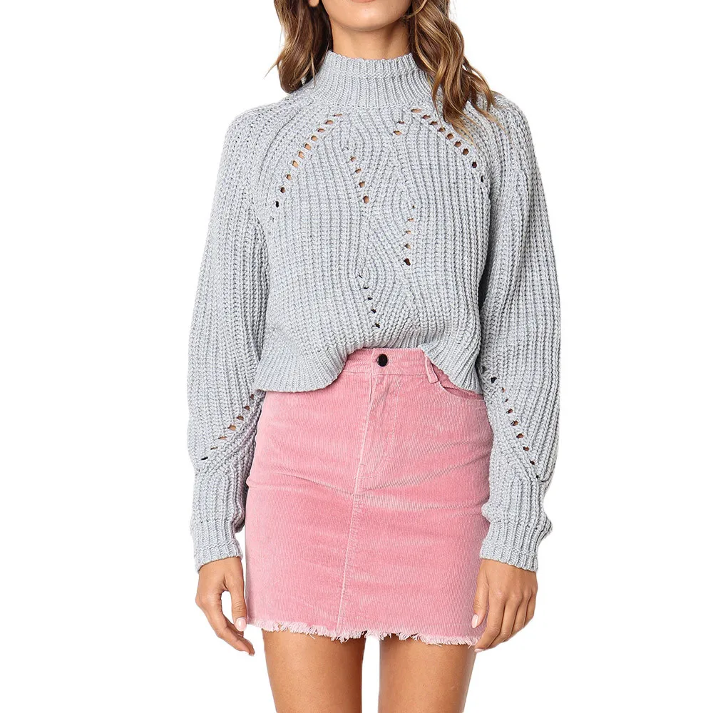 

Women Autumn Winter Fashion Long Sleeve Knitted Solid Tops Loose Sweater Blouse Lady Casual Sweaters Clothes With good quality