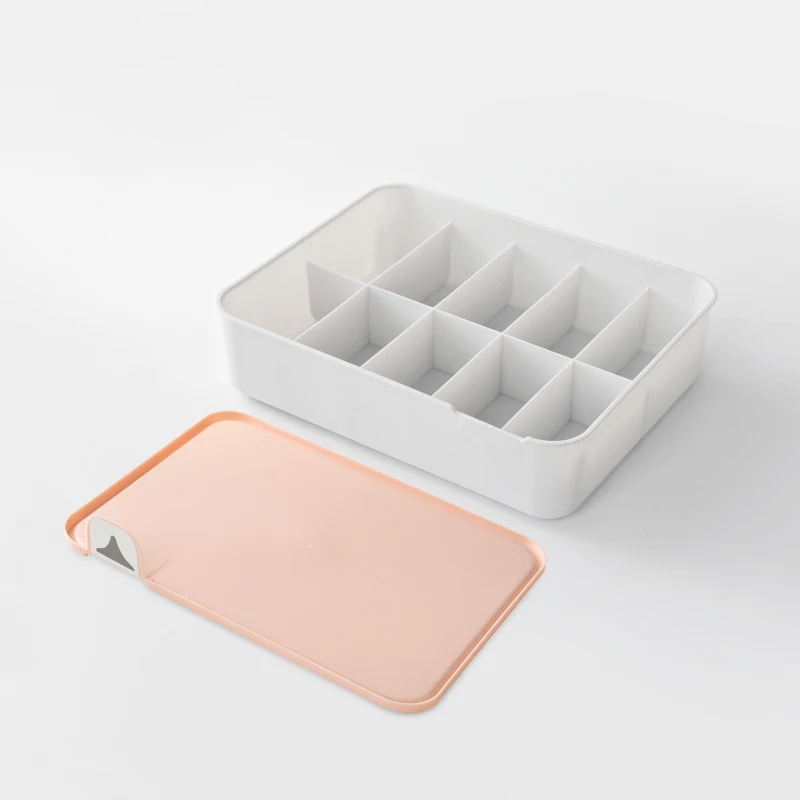 1pcs-10Grid Pink 3 предмета, Нижнее белье ящик для хранения с крышкой 1/10/15 сетки дома шкаф с выдвижными ящиками Органайзер чехол для носки трусики бюстгальтер домашнего хранения - Цвет: 1pcs-10Grid Pink