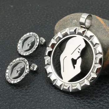 

Silver Color New Fashion Stainless Steel Jewelry Pendant Earrings Sets For Women SBJZDICE