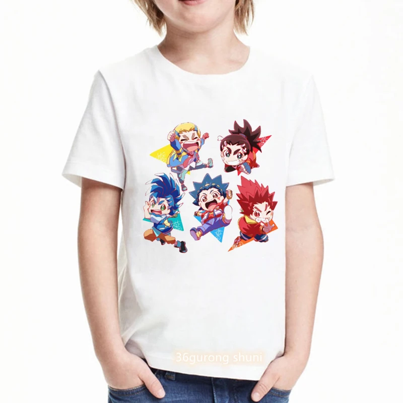 2021 hot sale boys t-shirt anime cartoon Beyblade Burst Evolution printed youth tshirt fun kids clothes summer white shirt tops roblox t shirt