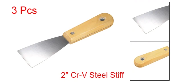 2inch 3pcs Uxcell Шпаклевка для скребка " Cr-V сталь жесткое широкое лезвие с деревянной ручкой для настенной плитки пола 3 шт - Цвет: 2inch 3pcs