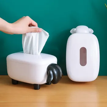 

Creative Simple Cartoon Animal Lamb Tissue Box Roll Paper Pumping Universal Removable Tissue Storage Box