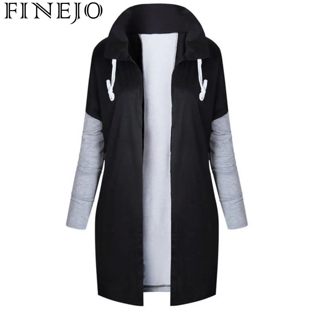 

Women Casual Turn-down Collar Long Sleeve Patchwork Open Stitch Spring, Autumn Cardigan Coat