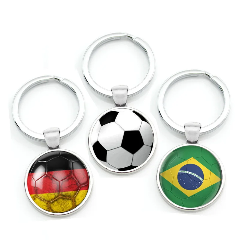

Sporty Football Key Chain Soccer Key Ring National Flags Banner Country Badge Anneau Porte Clef Sleutelhanger For World Cup Euro