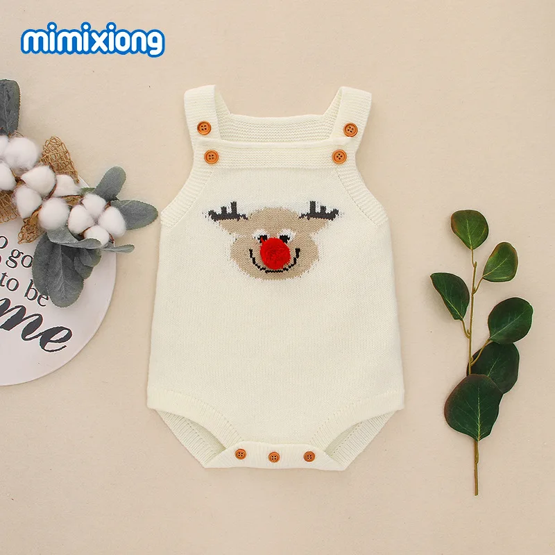 Sweater romper baby jumpsuit knitted cotton boys girls clothing autumn winter - Цвет: white