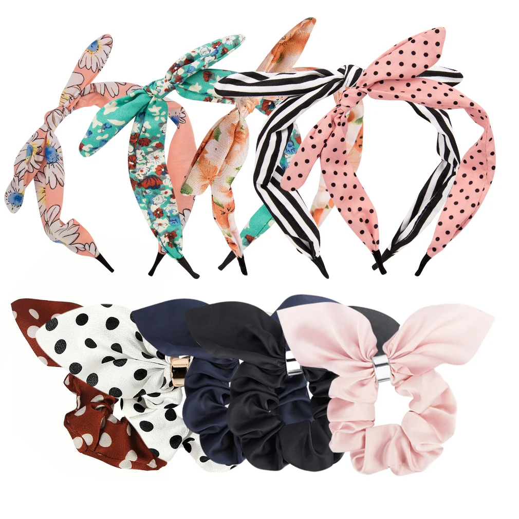 

Hair Accessories 10 Pcs Bow Knot Headbands Head band Rabbit Ear Hair Ties Bow Floral Scrunchies for Women and Grlsi