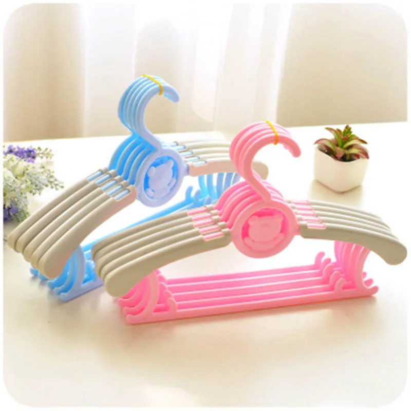 

5/10 Pcs Telescopic Hanger Cartoon Children's Hanger Adjustable Adult Clothes Hanging Plastic Non-slip Storage Organizer Rack