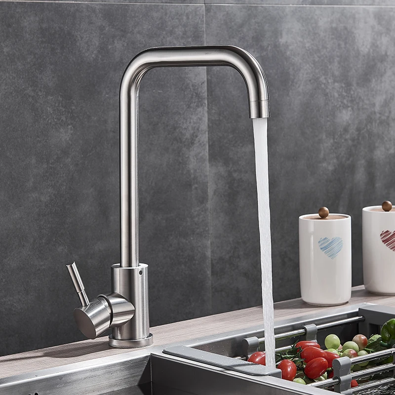 XUNSHINI Free Kitchen Faucet Single Handle Faucet Hot And Cold Mixer Tap for Kitchen Rubber Design  Deck Mounted Crane for Sinks