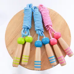 Детям для фитнеса игрушка Скакалка с деревянной ручкой, регулируемая длина Скакалка хлопковые веревочные игрушки-Поддержка образца