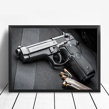

Handgun Bullets Canvas Painting Gun Wall Art Poster and Prints Painting Wall Pictures for Home Decor Living Room Decoration