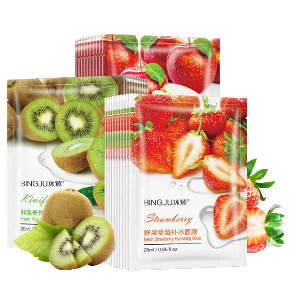 Fruit Face Masks Avocado & Apple & Olive & Red Pomegranate Extract Whitening Oil Control Facial Mask Skin Care Tool