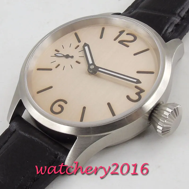 PARNIS 43 мм стерильный циферблат сапфировое стекло ручной обмотки 6497 мужские часы
