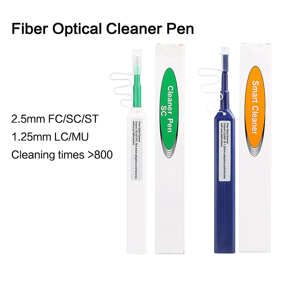 2PCS LC/SC/FC/ST One-Click Cleaner Tool 1.25mm and 2.5mm Fiber Optic Cleaning Pen 800 Cleans Fiber Optic Cleaner