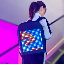 Inteligentna dioda LED plecak moda czarny konfigurowalny plecak na laptopa ekran dynamiczny plecak światło reklamowe tanie i dobre opinie LumiParty CN (pochodzenie) mobile power Display Advertising Backpack