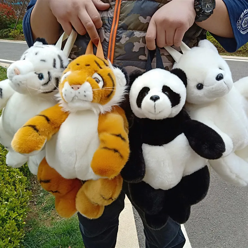 

Cute baby school bag Bear Panda Tiger cartoon mini plush backpack for kindergarten boys girls schoolbag candy bag toys gift