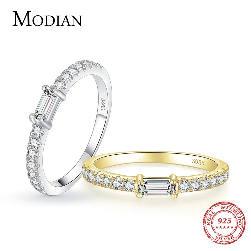 Modian Top Quality 100% Real 925 Sterling Silver Classic Charm AAAAA Zirconia Wedding Finger Rings For Women Fine Jewelry anel