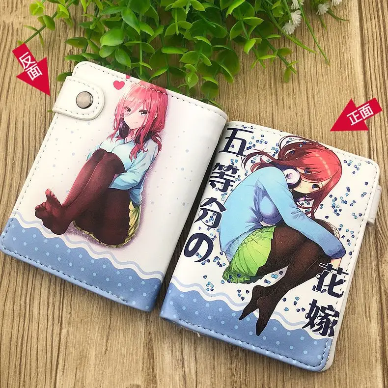 Кошелек из искусственной кожи в стиле аниме «The Quintuplets» с короткой кнопкой Nakano Miku