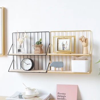 

Modern Storage Racks Wall Mounted Double Layer Storage Shelf Hanging Crafts Shelves Home Decor for Pot Flower Figurines Display