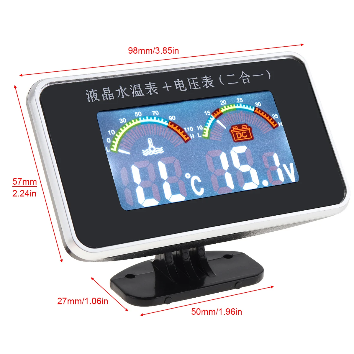 12 V/24 V Универсальный 2 в 1 ЖК-дисплей цифровой вольт переменного тока Датчик+ Датчик температуры воды с Сенсор для автомобиля/грузовика