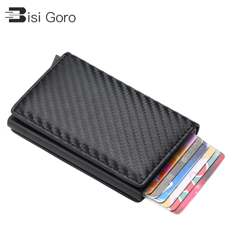 BISI GORO-cartera inteligente para hombre y mujer, porta tarjetas Rfid, de aluminio y Metal