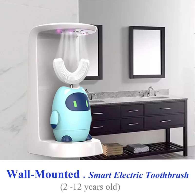 360 degree U shaped smart sonic electric toothbrush for kids wall-mounted rechargeable children waterproof automatic tooth brush 360 degree U shaped smart sonic electric toothbrush for kids wall-mounted rechargeable children waterproof automatic tooth brush