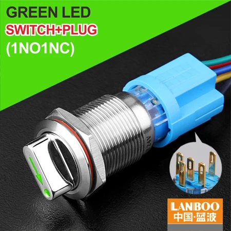 G Button Plug 1NO1NC 19 мм 22 мм из нержавеющей стали 9v 12v 48V 3A IP67 ручка переключателя - Цвет: G Button Plug 1NO1NC