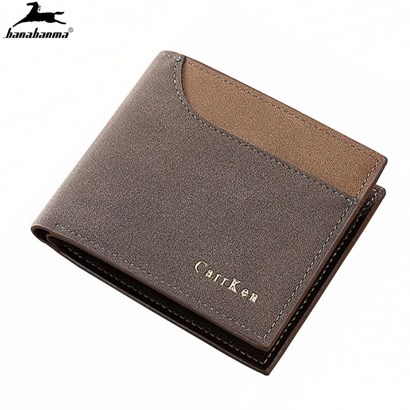 

Patchwork short men's purse Vintage small carteira masculina men's wallet nature leather PU mini thin carteras hombre mens