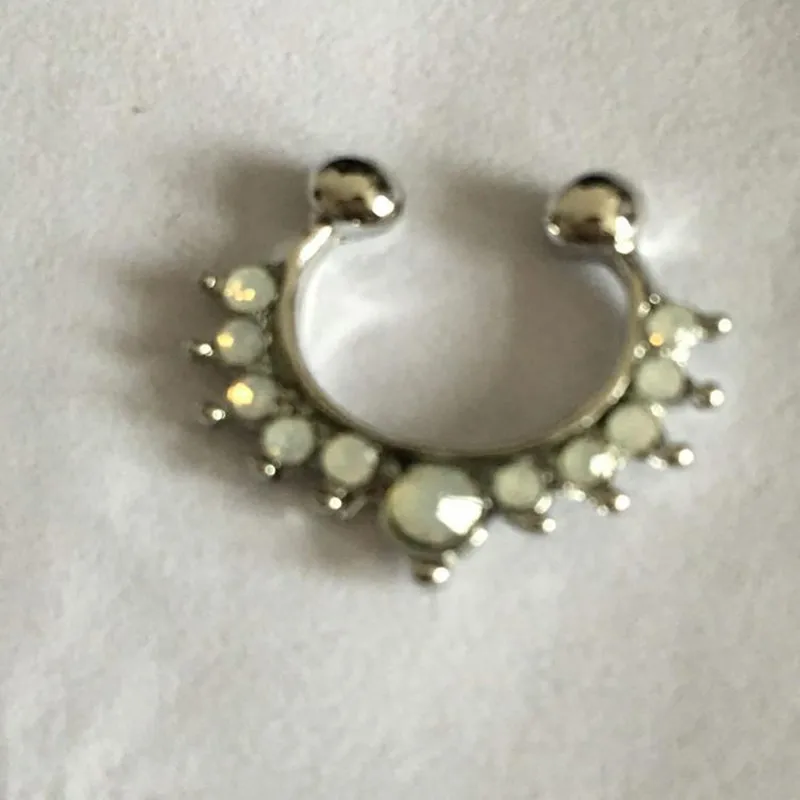 Мода,, женское разноцветное Золотое Кристальное носовое кольцо, носовой гвоздь, прокол, нос, пирсинг, пирсинг - Окраска металла: Silver White Diamond