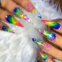 16 шт наклейки для дизайна ногтей с отражающими пламенями клейкая пленка для украшения DIY D40