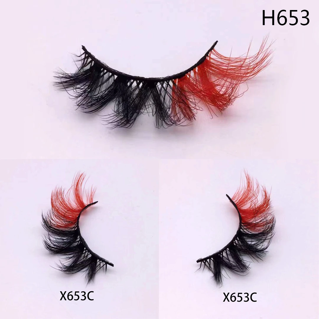  Natural 3D Faux Mink Ombre Colored False Eyelashes Cruelty Free Unique Mix Pink Blue Dramatic Vegan Rainbow Fluffy Fake Lashes 