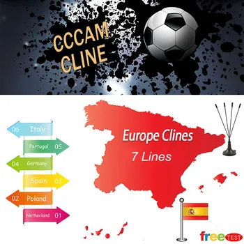 

Europe 7 lines HD AV Cable for Satellite Receiver Cccam europe of 3 years DVB-S2 Europe clines for Free Sat V8 V7 Free Shipping