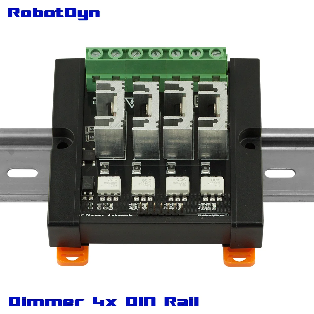 Modulo Dimmer Su Guida Din, 4 Canali, Logica 3.3V/5V, Ca 8A/300V Per Canale