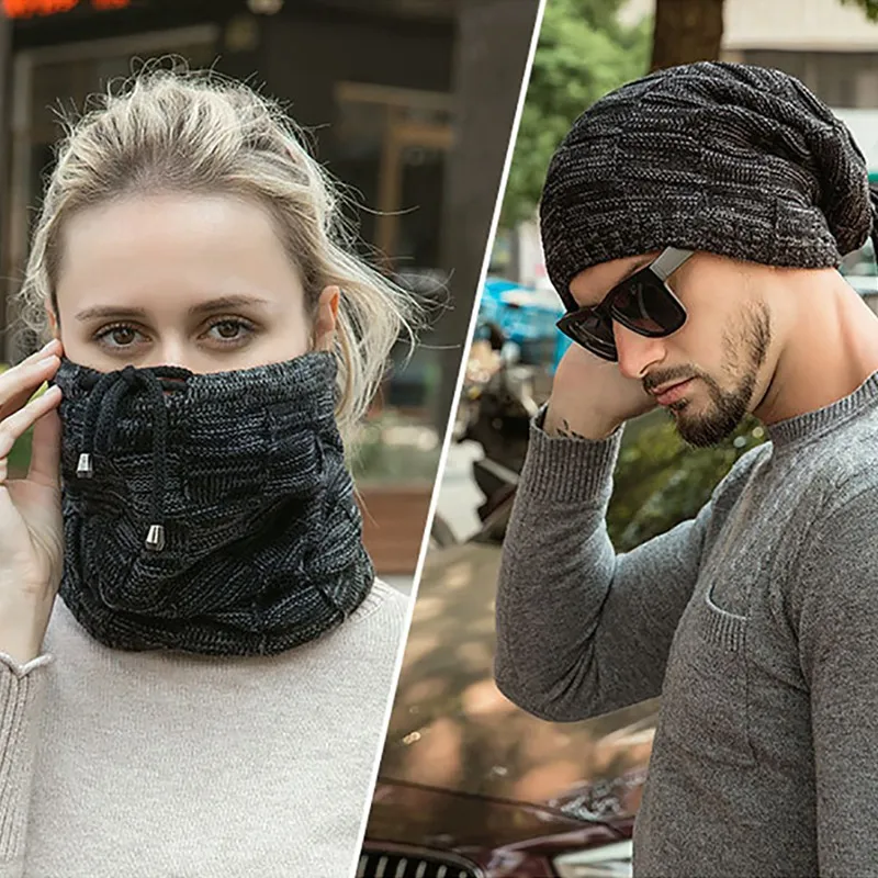 

Multipurpose Scarf Beanies Cap Winter Outdoor Knitted Scarf Face Mask Balaclava Durable Camping Hiking Running Riding Sports Hat