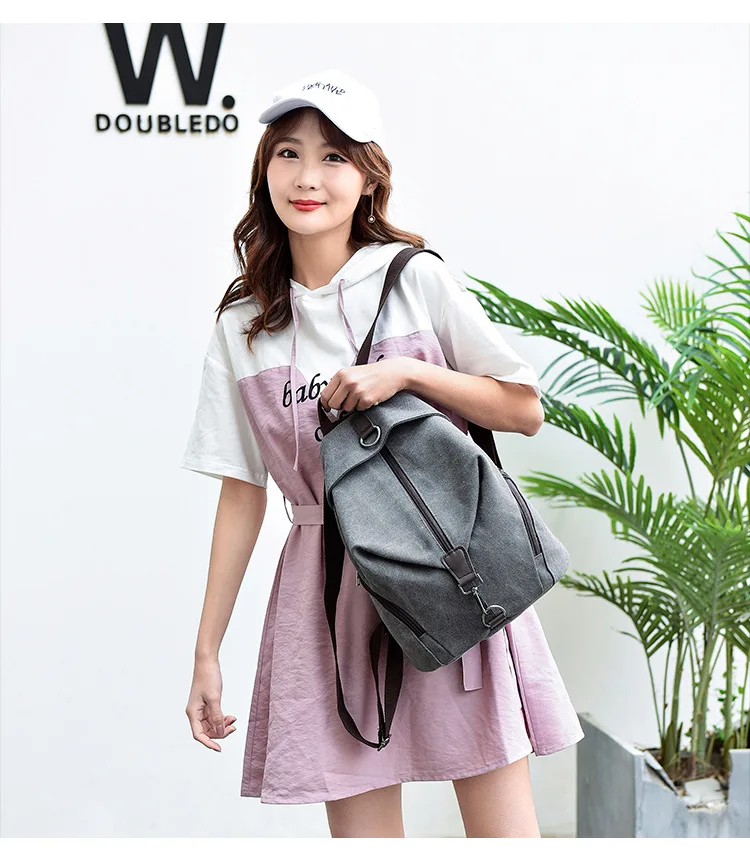 2019 Female High Quality Canvas Travel Backpack Small Waterproof Casual Women Rucksacks for Girls School Bags Shoulder Back Pack (22)