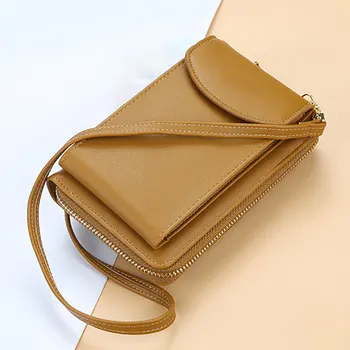 

Convience women wallet vertical crossbody mobile phone wallet zipper clutch wallet