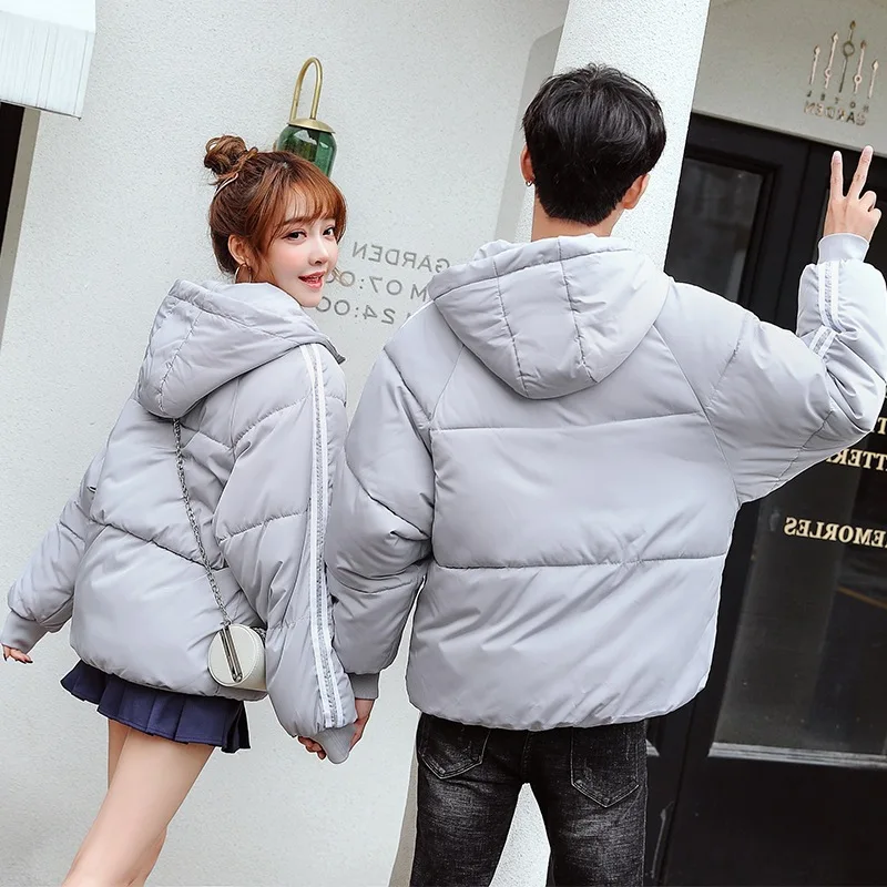 Couple Clothes Cotton-padded Clothes Female Short Coltsfoot Thick down Coat Loose-Fit Solid Color Cotton Coat New Style Kor