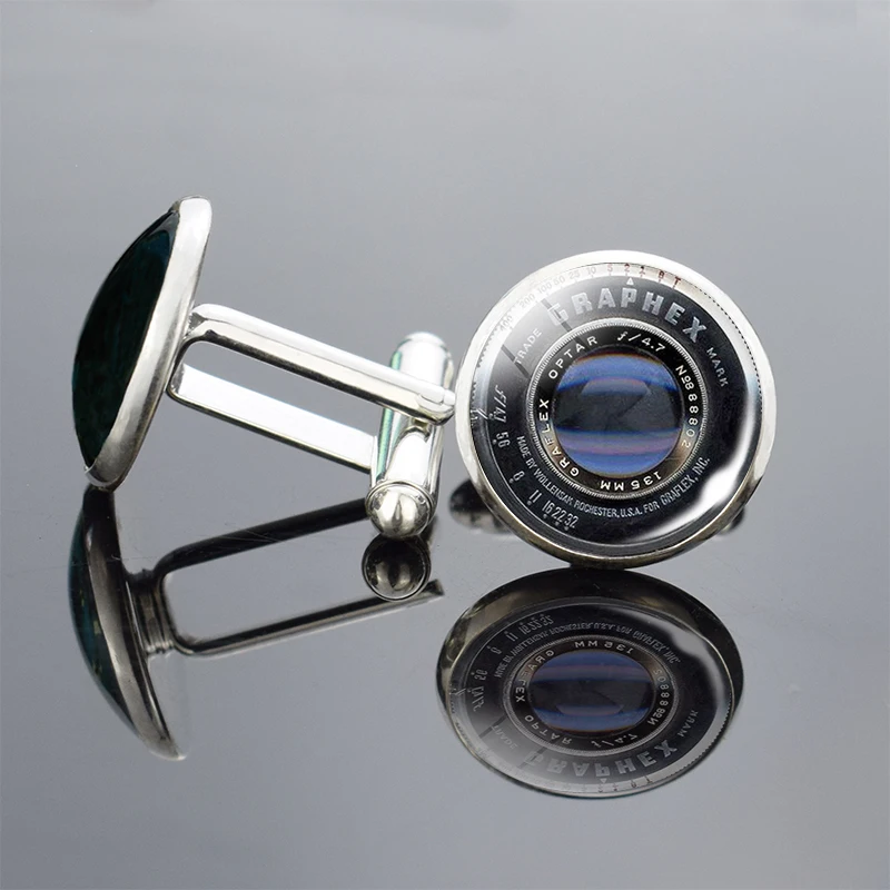 New Fashion Lenses Cufflinks Camera Lens Cuff Link Glass Cabochon Cufflinks For Mens
