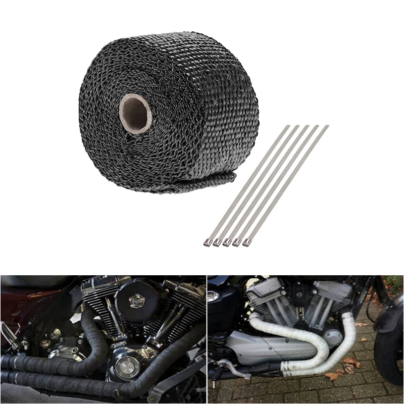 Exhaust New Exhaust Manifold Downpipe Heat Wrap 2" x 5m & 5 Ties rap De