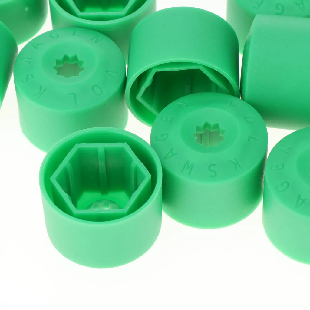 Prime Green Wheel Lug Cap Covers for VW Part - Set of 20 + Removal Tool