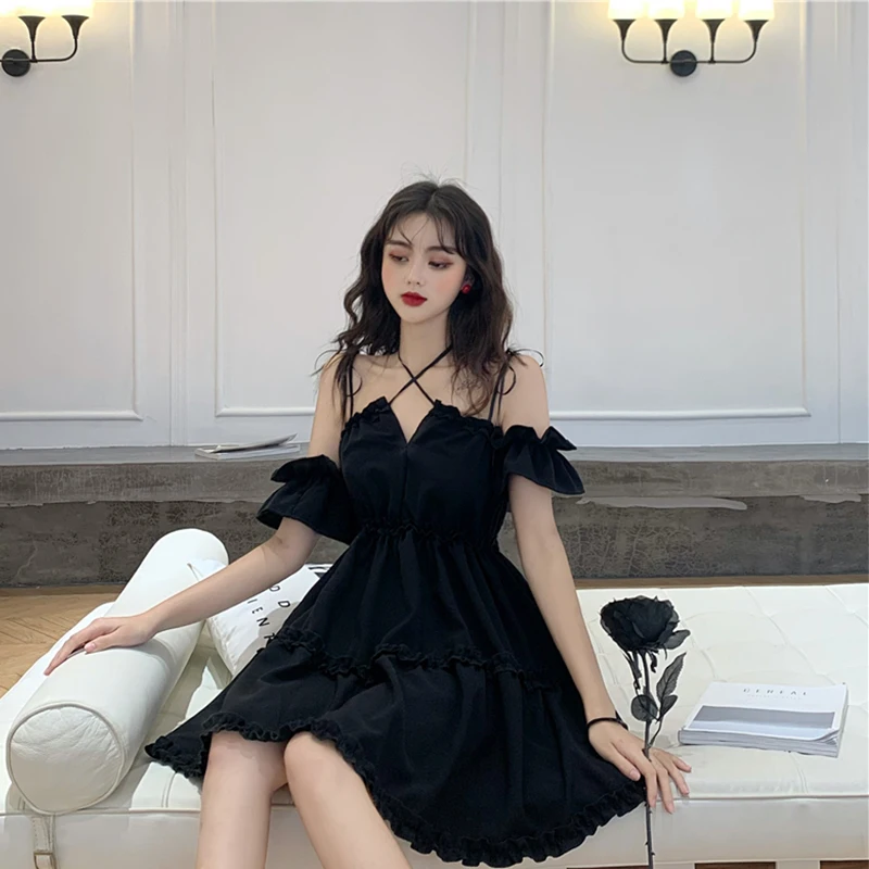 Women's Hot Off Shoulder Gothic Dress-3