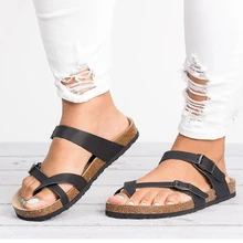 Zapatos de plataforma para mujer, chanclas de punta con Clip de arcoíris a la moda, zapatillas de corcho de estilo romano, sandalias de playa antideslizantes 2021