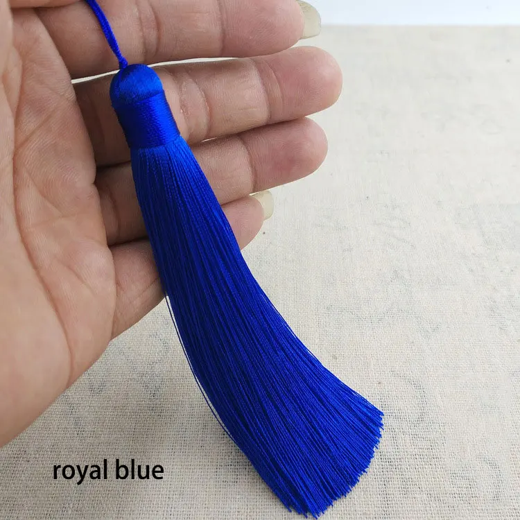 royal blue Настраиваемые 12 см полиэфирные кисточки с висячим кольцом шелковые Швейные Банг кисточка отделка декоративные кисточки для ключей Подвески домашний декор - Цвет: royal blue