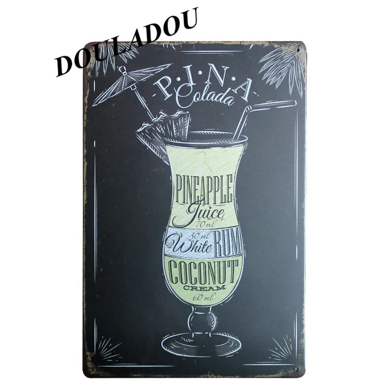[Douladou] Mojito мартини водка винтажная металлическая вывеска домашний бар паб декоративные тарелки пивные художественные вечерние плакаты магазин вывеска 20x30 см - Цвет: 15