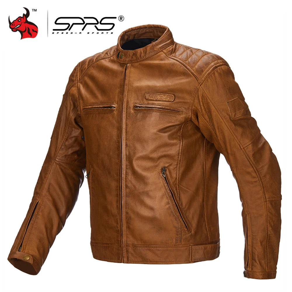 

SPRS Motorcycle Jacket Real Leather Moto Jackets Men Waterproof Motocross Jacket Protective Gear Reflective Motorcycle Clothing