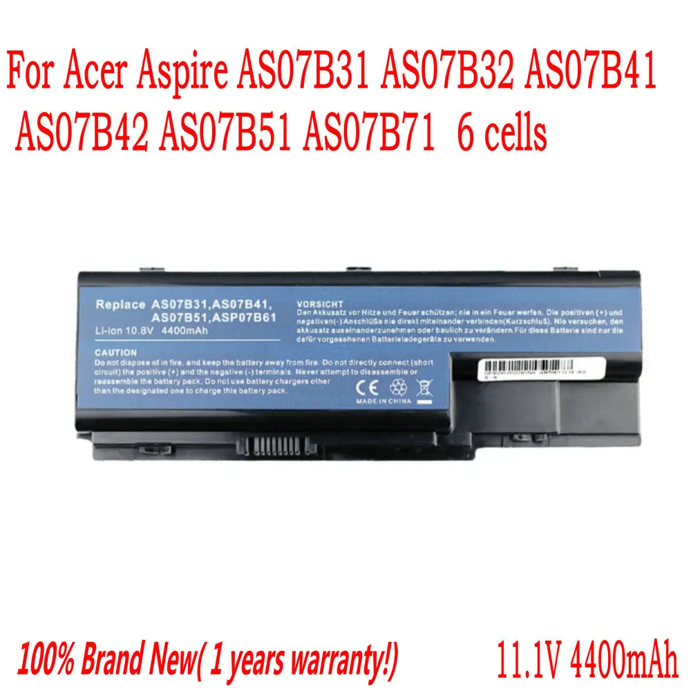 Фото Аккумулятор для ноутбука Acer Aspire AS07B31, AS07B32, AS07B41, AS07B42, AS07B51, AS07B71, 6 ячеек, 11,1 В №1
